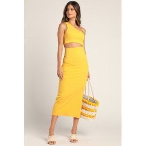 Lulu's Yellow One-Shoulder Dress